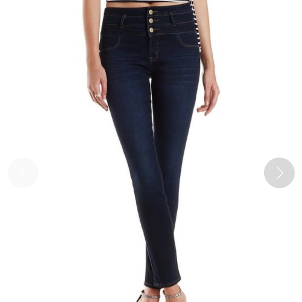 Refuge 3 Button High Waisted Super Skinny Jeans